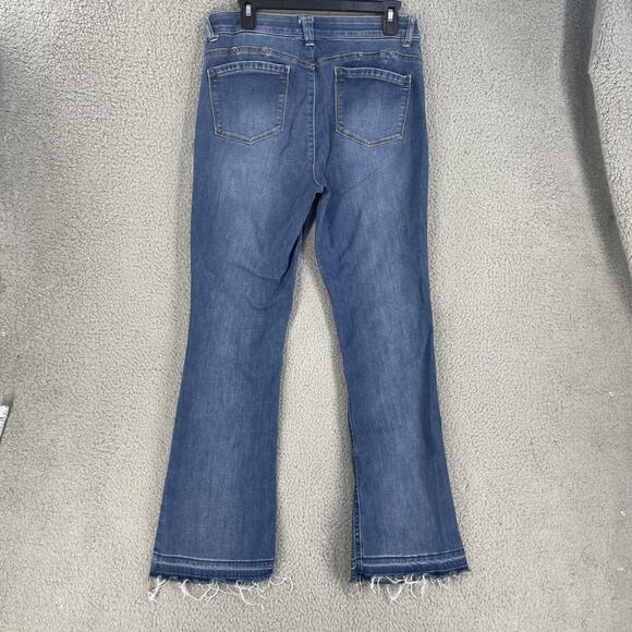 Democracy Jeans Womens 10 Blue Bootcut Frayed Hem Stretch Denim Ab Technology - Picture 6 of 14